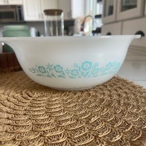 Vintage anchor hocking turquoise maid of honor bowl